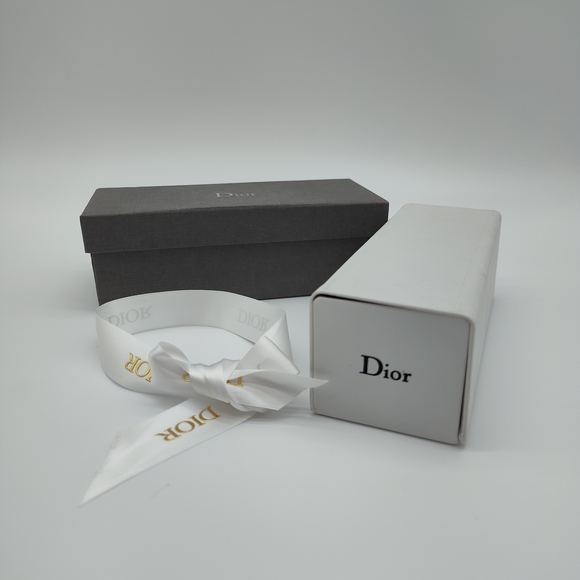 DIOR Sunglasses Case White Cannage Box Gray Fabric Storage Box Ribbon Set EUC - Picture 3 of 13